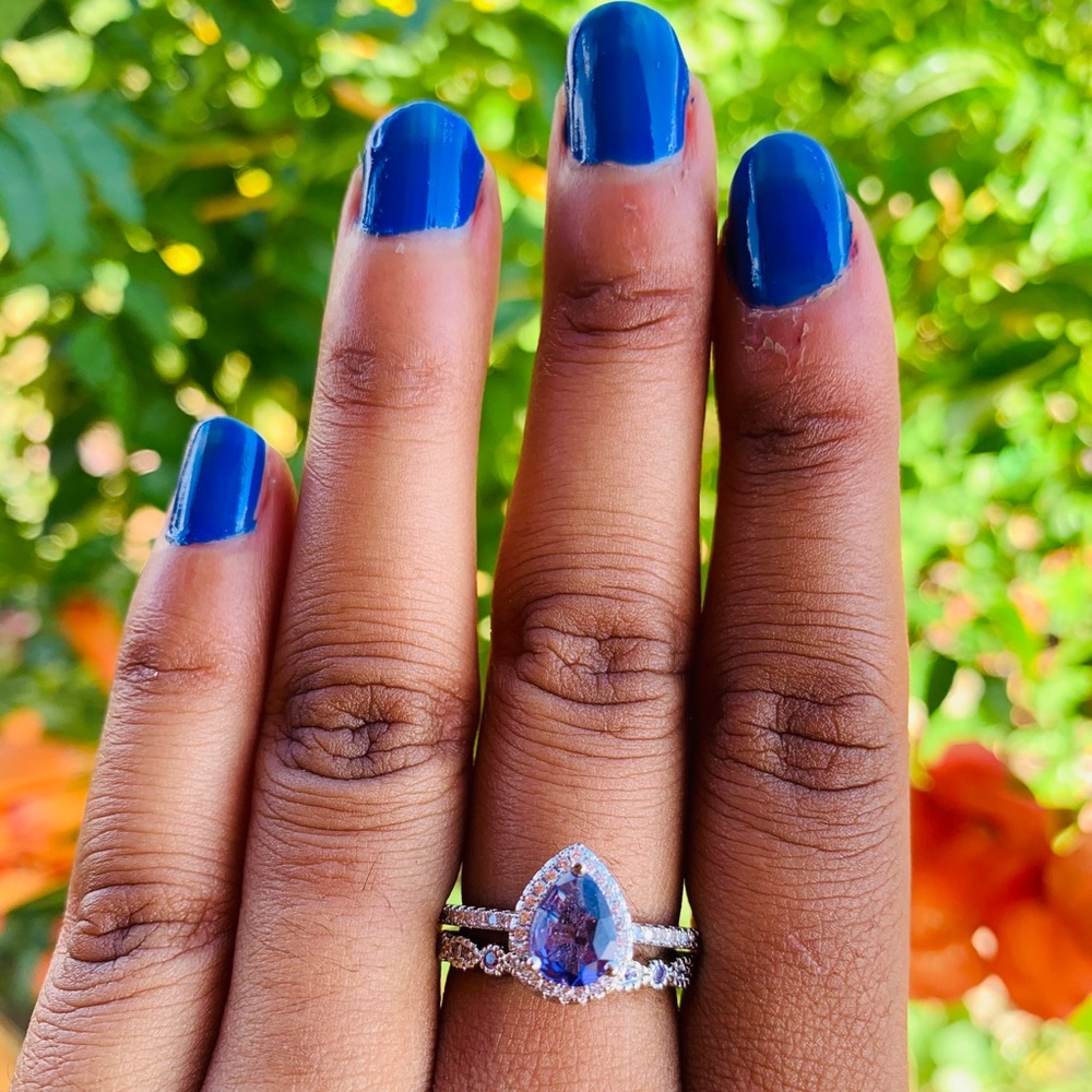 New 2/pcs Purple Water Drop Ring